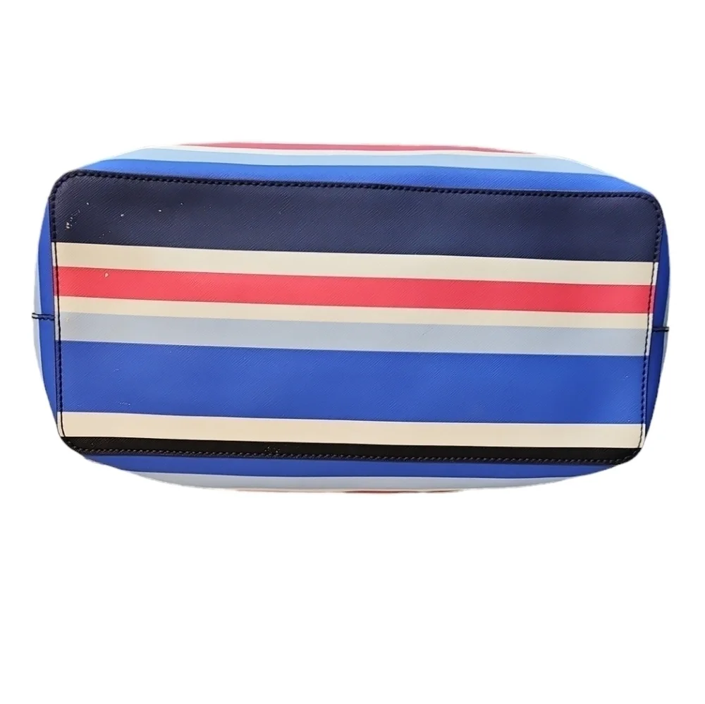 Kate Spade New York Evangelie Laurel Way Striped Satchel Crossbody Red White Blu